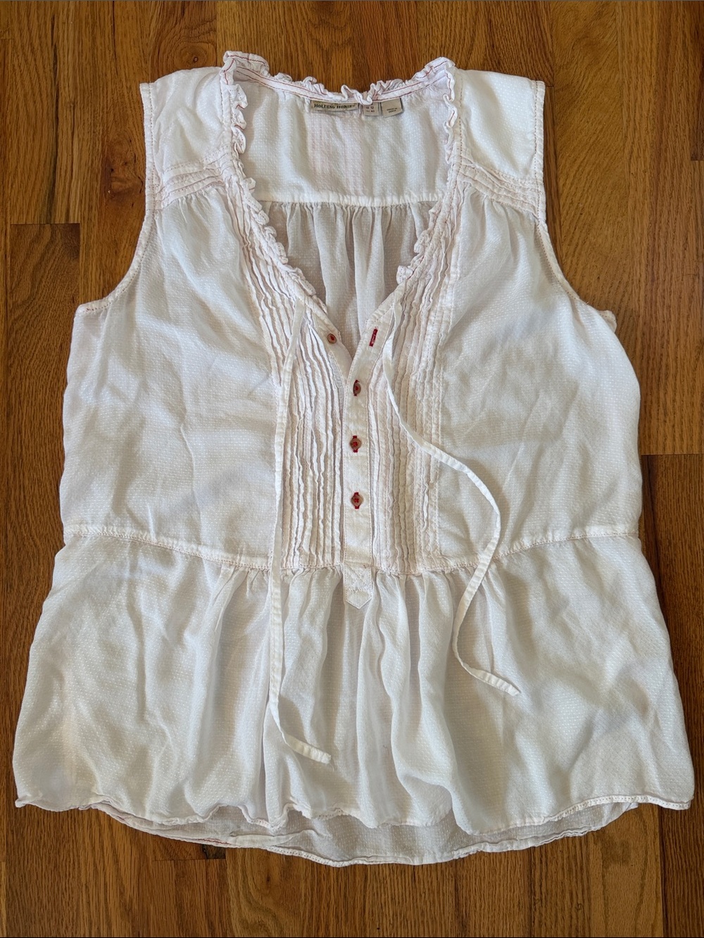 Anthropologie Holding Horses  Sleeveless Peplum Blouse - White US 8